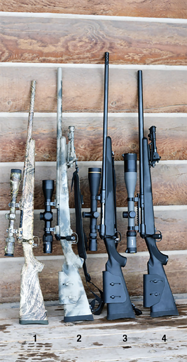 The Savage Model 110 and variants are offered in many popular calibers including: (1) 223 Remington, (2) 243 Winchester, (3) 6.5-284 Norma and (4) 308 Winchester.